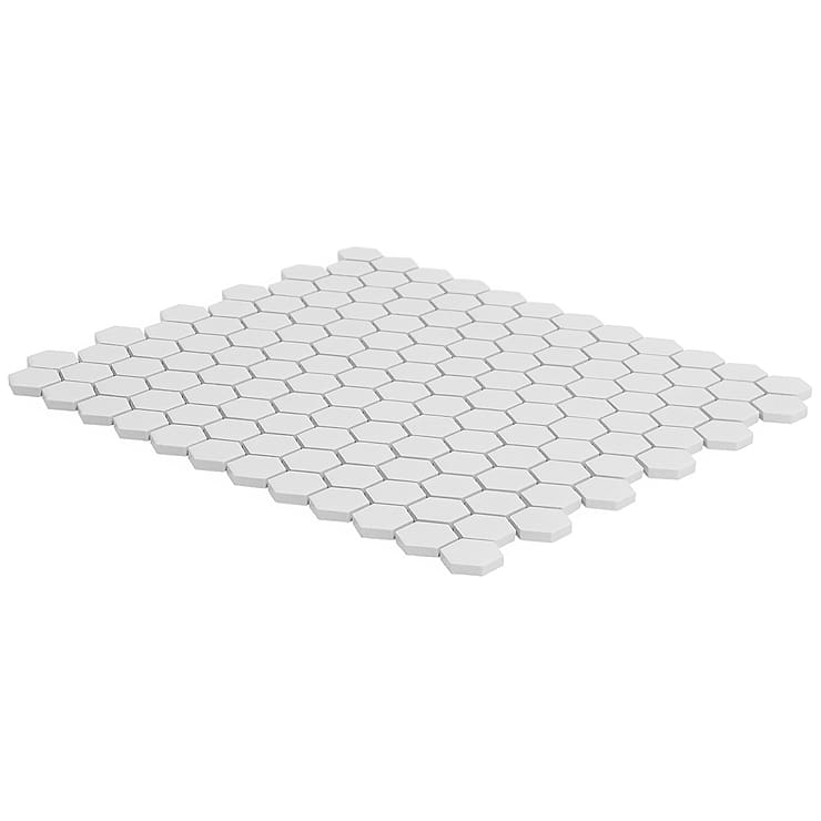 Level White 1" Hexagon Matte Porcelain Mosaic Tile