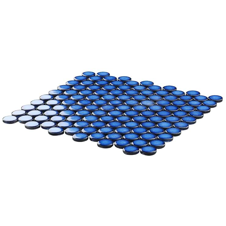 Nirvana Midnight Blue 1" Penny Round Polished Porcelain Mosaic