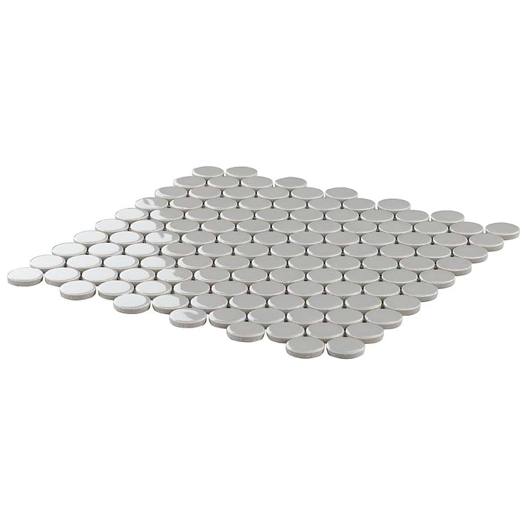 Paradise Gris Gray 1" Penny Round Polished Porcelain Mosaic