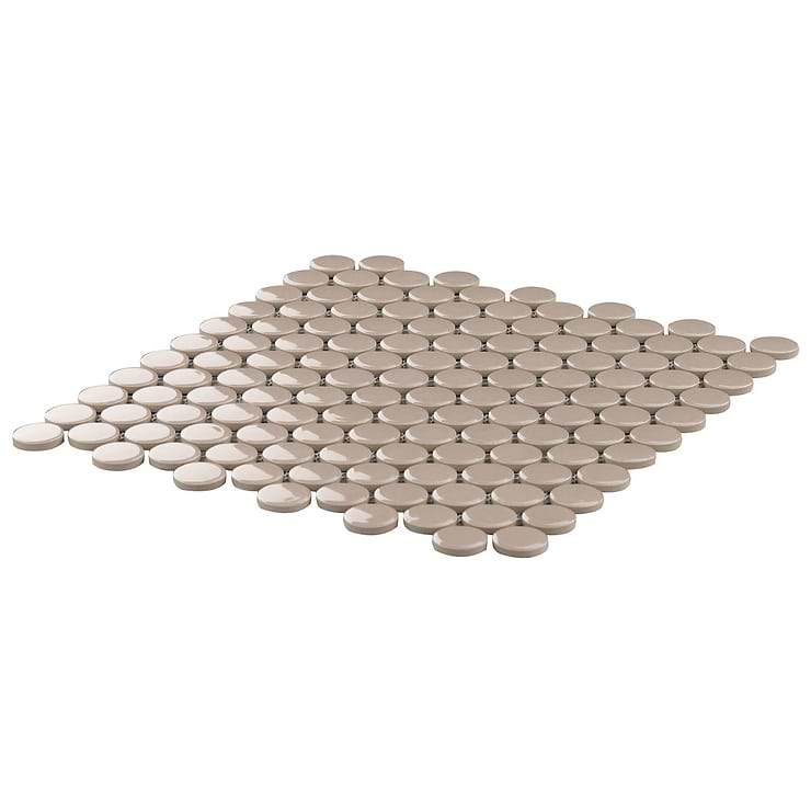 Paradise Firma Beige 1" Penny Round Polished Porcelain Mosaic