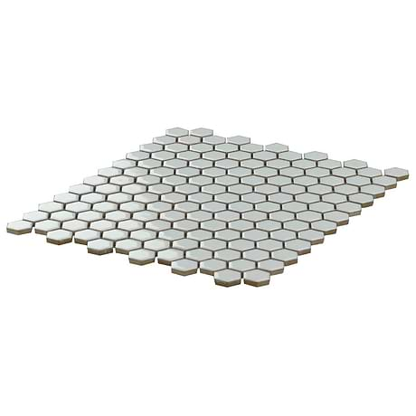 Eden Antiguan Sky Gray Rimmed 1" Hexagon Polished Porcelain Mosaic