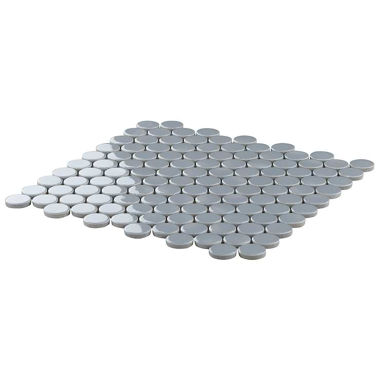 Paradise Sky Blue 1" Penny Round Polished Porcelain Mosaic