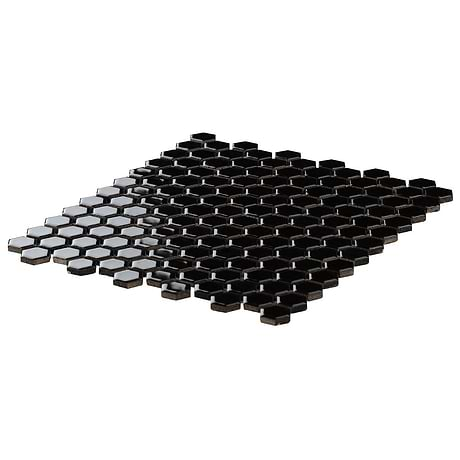 Eden Black 1" Hexagon Polished Porcelain Mosaic