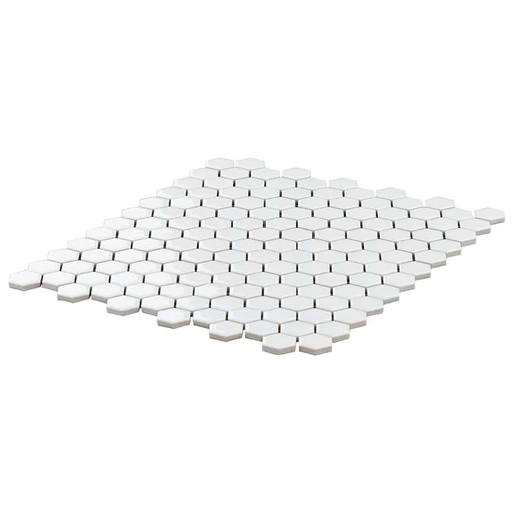 Eden White 1" Hexagon Polished Porcelain Mosaic Tile