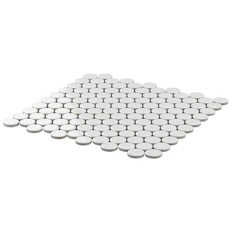 Paradise White 1" Penny Round Polished Porcelain Mosaic