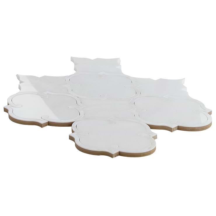 Highland Marrakesh White Thassos Marble With Pearl Shell Polished Mosaic Tile