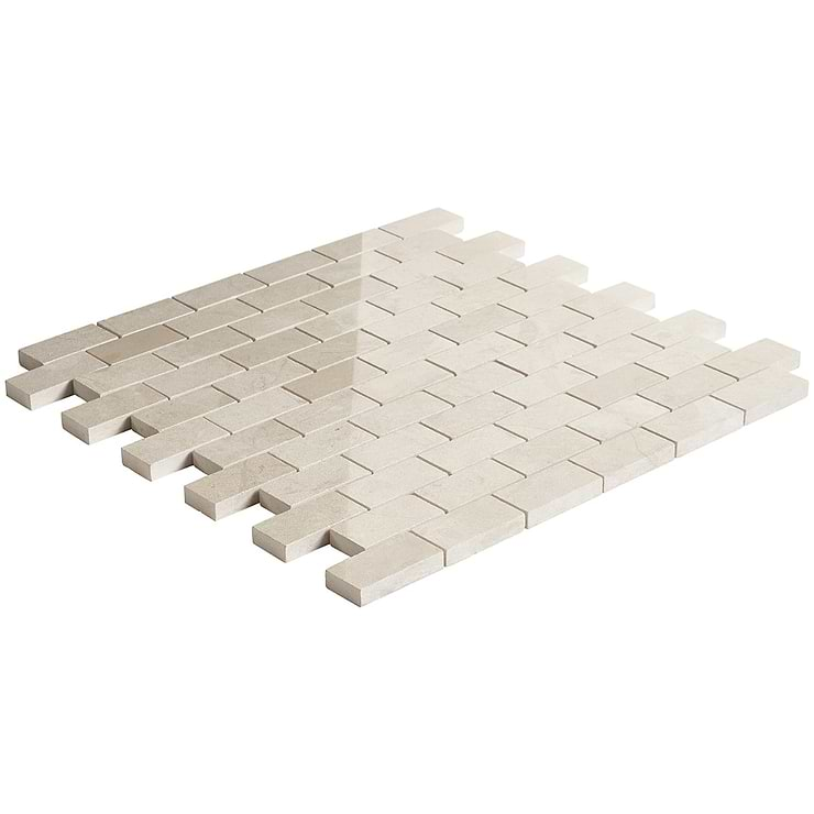 Aero Cream Light Beige 1x2 Polished Limestone Mosaic Tile