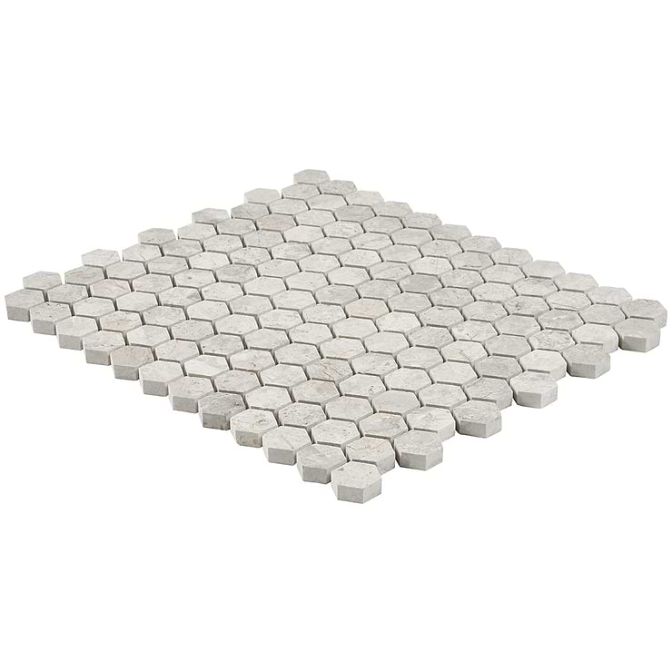 Tundra Gray 1 Honed Hexagon Limestone Mosaic