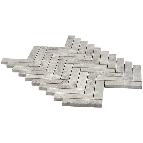 Tundra Gray 1x4 Herringbone Honed Limestone Mosaic