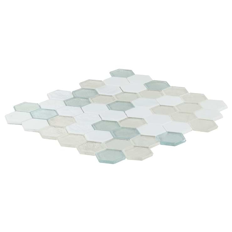 Ohana Hexagon Atmosphere White 2'' Glass Mosaic Tile