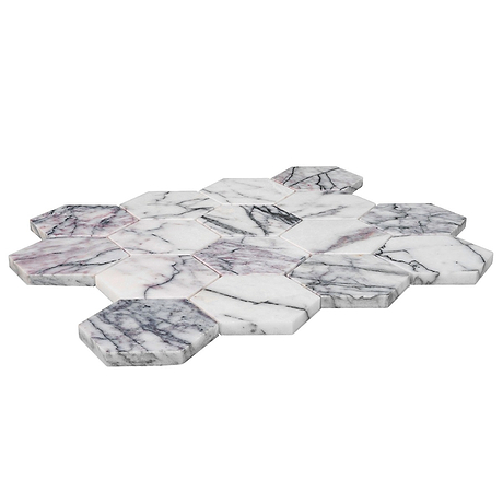 Lilac White 3" Hexagon Honed Marble Mosaic