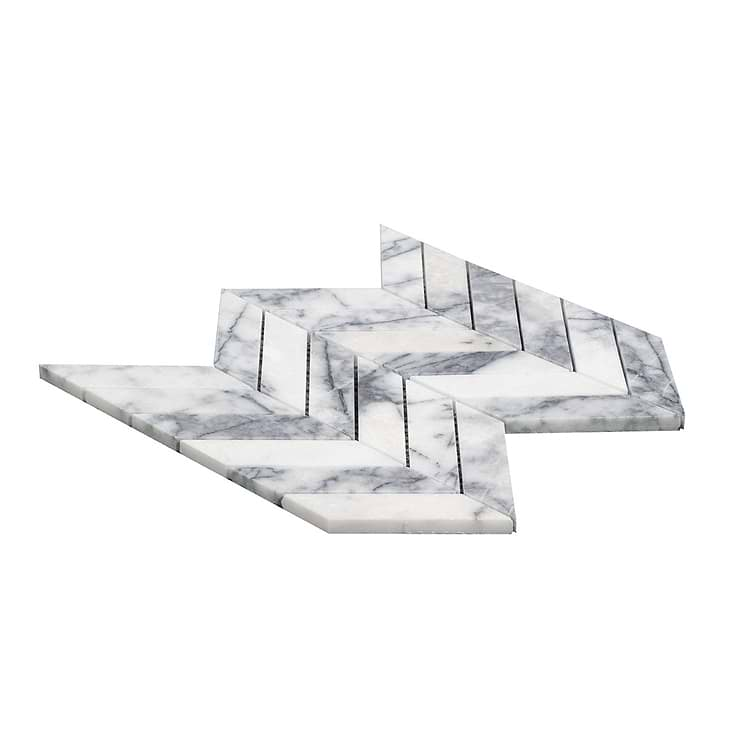 Lilac White 1x4 Chevron Honed Marble Mosaic