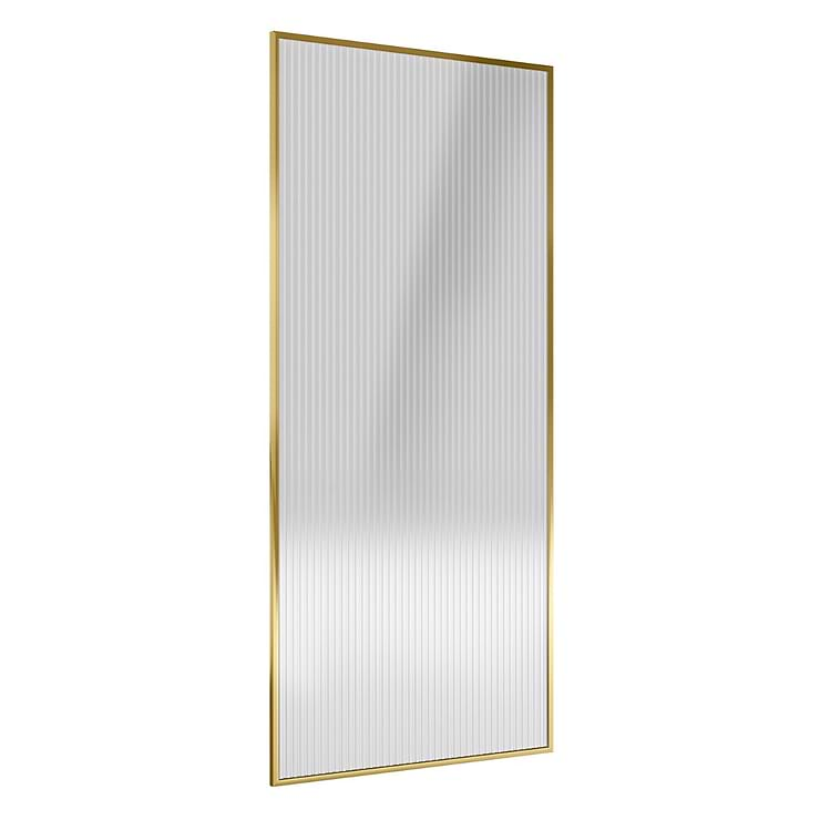 Finestra 34x74" Reversible Fixed Shower Door with Fluted Glass in Brushed Gold