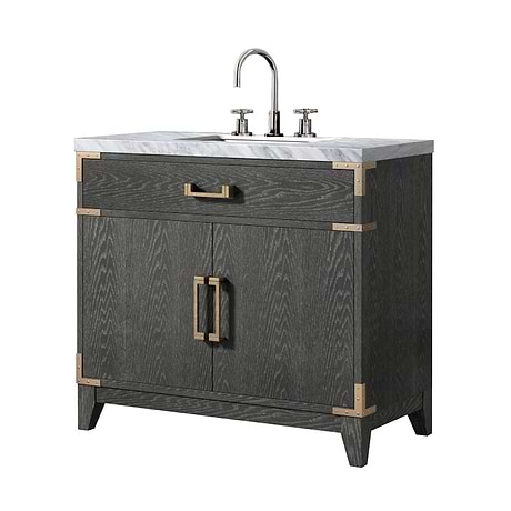 Aiden Black Oak 36" Single Vanity with Carrara Marble Top