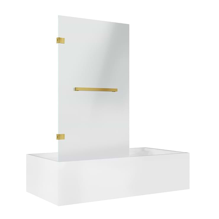 Milo 34"x58" Reversible Hinged Bathtub Screen with Clear Glass in Matte Brushed Gold