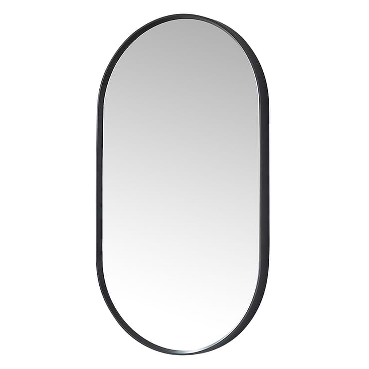 Olinda Brushed Black 20x36" Framed Oval Mirror