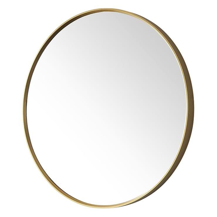 Olinda Brushed Gold 32" Framed Round Mirror