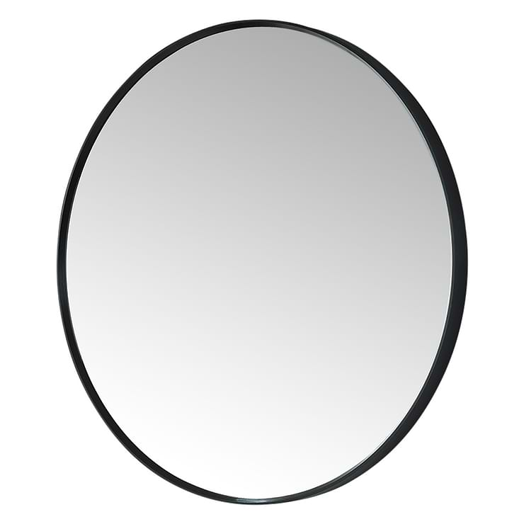 Olinda Brushed Black 35.4" Framed Round Mirror