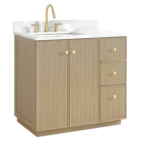 Florencia Blonde Oak 36" Single Vanity with Pacific White Quartz Top