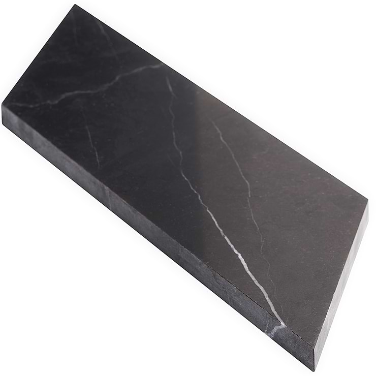 Nero Marquina 3x12 Chevron Honed Marble Tile