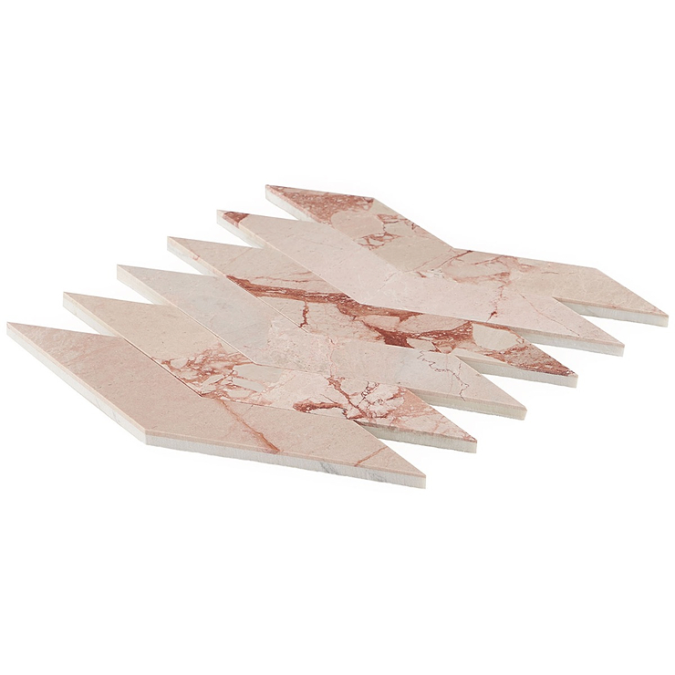 New Palm Beach by Krista Watterworth Floral Pink Chevron Polished Marble Mosaic