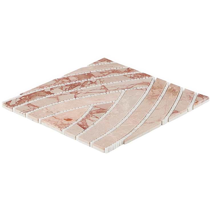 New Palm Beach by Krista Watterworth Leaf Pink Polished Marble Mosaic