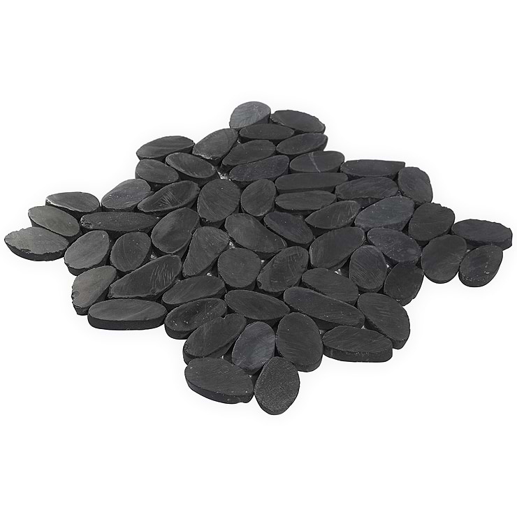 Nature Alor Black Flat Oval Pebble Mosaic