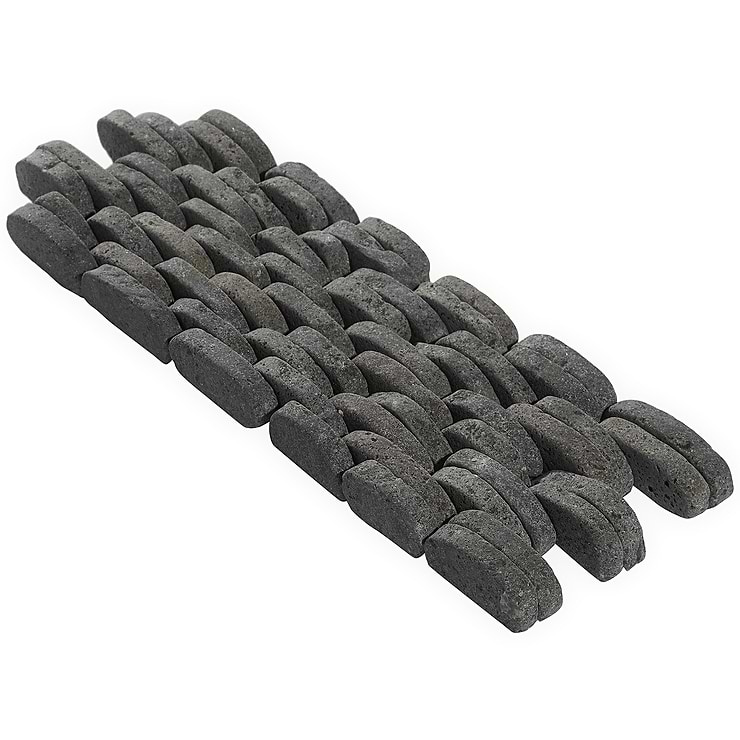 Nature Lava Black Stacked Pebble Mosaic