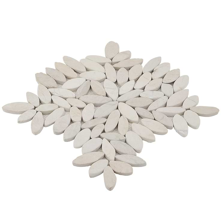 Nature Flower Lovina White Pebble Honed Mosaic Tile