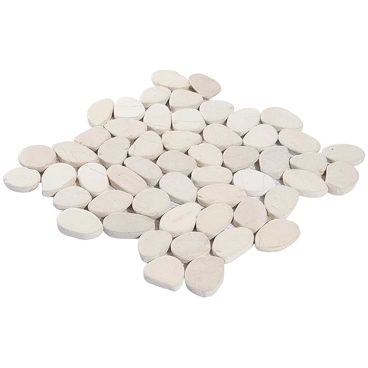 Nature White Round Pebble Mosaic 