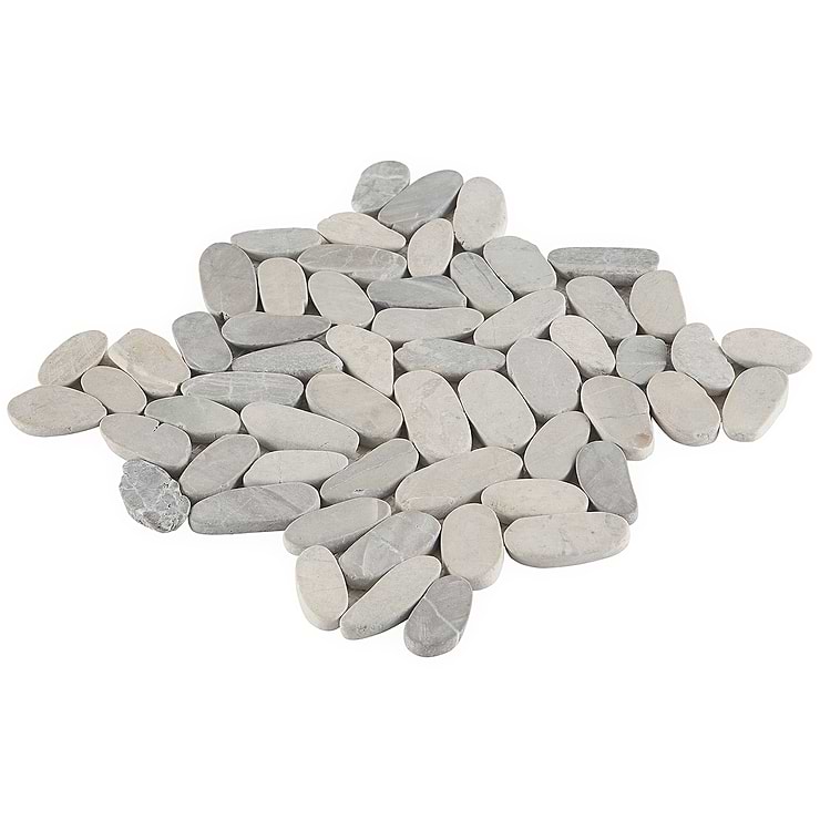 Nature Gray Flat Oval Pebble Mosaic 