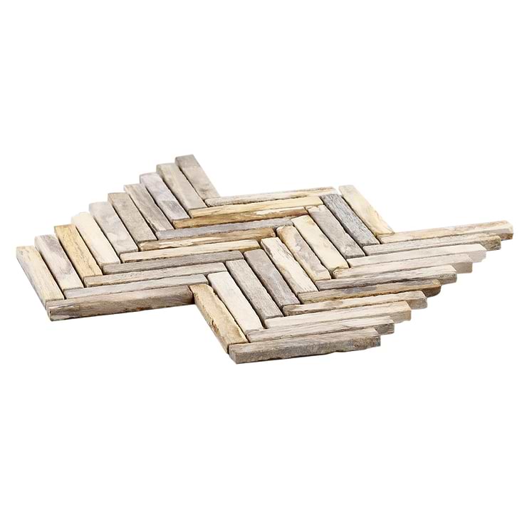Fossil Herringbone Petrified Stone Mosaic