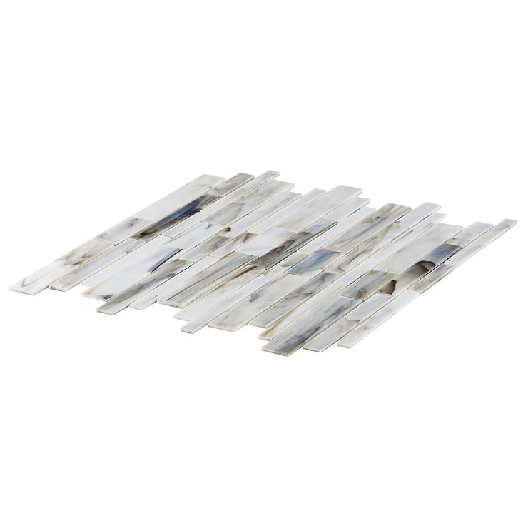 Matchstix Aura White Glass Polished Mosaic Tile