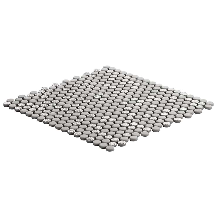 Zoe Grigio 1/2" Circle Frosted and Polished Glass Mosaic Tile