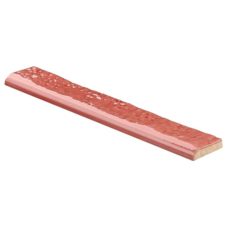 Wabi Sabi Coralito Pink 1.5x9 Crackle Glossy Ceramic Bullnose