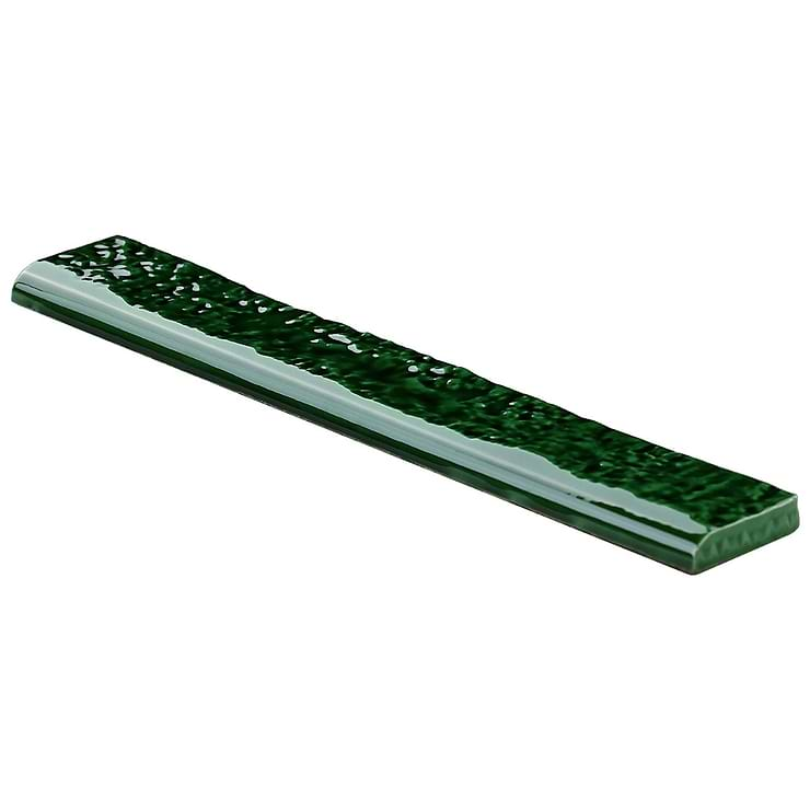 Wabi Sabi Emerald Green 1.5x9 Crackled Glossy Ceramic Bullnose