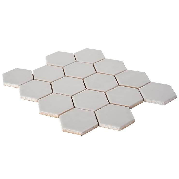 Meadowmere Cement Gray 3" Hexagon Matte Ceramic Tile