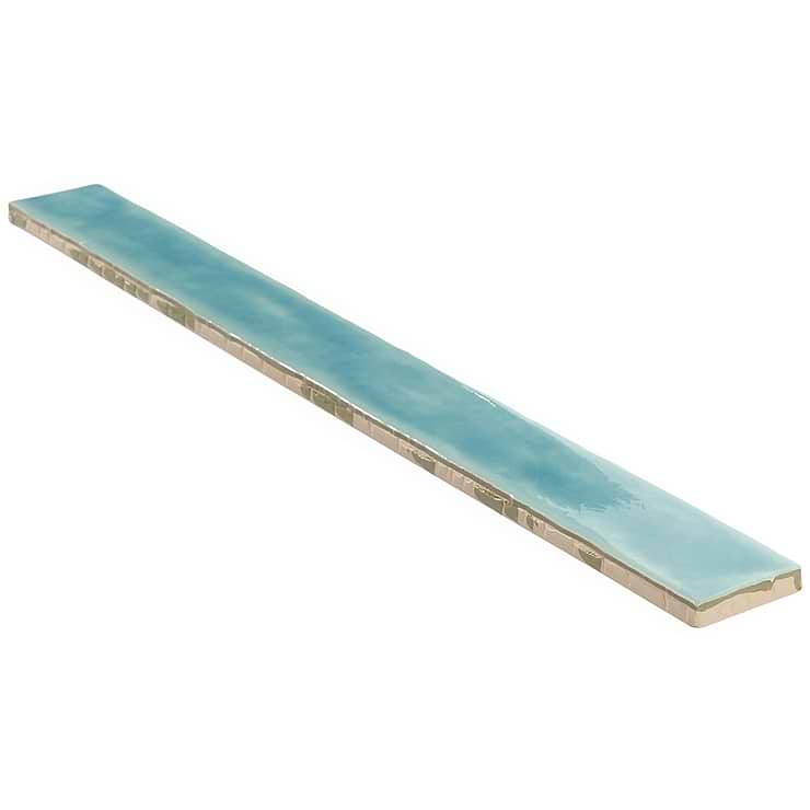 Carolina Bay 2x20 Polished Crackled Ceramic Wall Tile- Blue + Turquoise