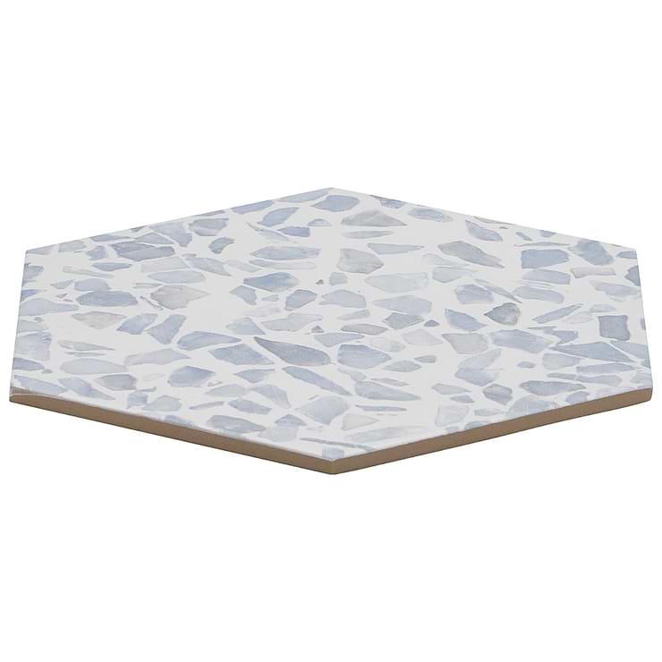 Terrazzo Hex Blue 9" Terrazzo Look Matte Porcelain Tile