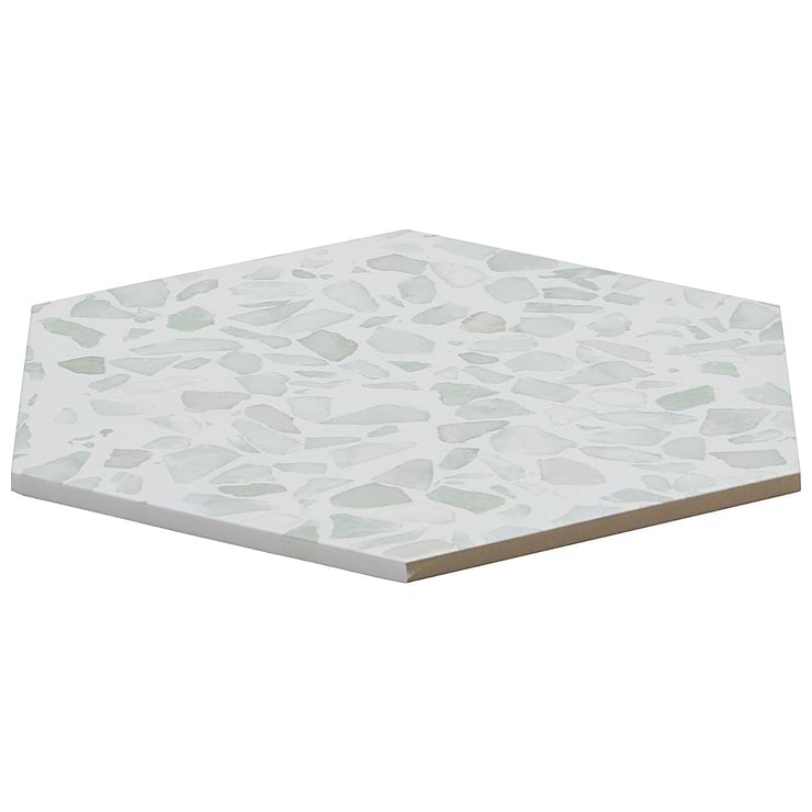 Terrazzo Hex Green 9" Terrazzo Look Matte Porcelain Tile