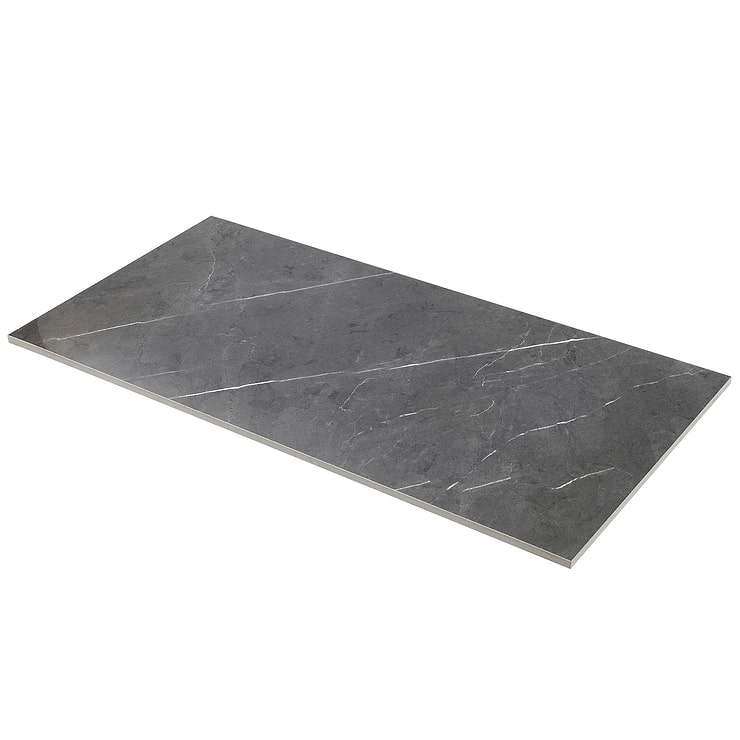 Marble Tech Amani Grey 12x24 Polished Marble Look Porcelain Tile 