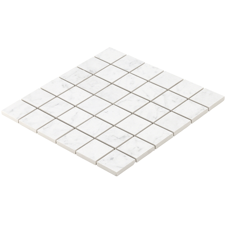 Marble Tech Bianco Gioia 2x2 Matte Marble Look Porcelain Mosaic Tile 