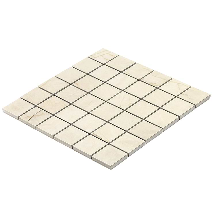 Marble Tech Crema Avorio 2x2 Matte Marble Look Porcelain Mosaic Tile