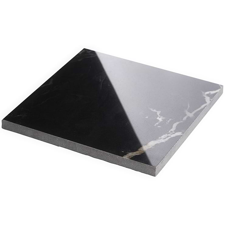 Marble Tech Port Laurent 6x6 Polished Nero Marquina Look Porcelain Tile