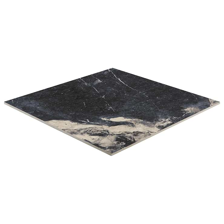 Autograph Noir Sabbia Black 48x48 Marble Look Satin Porcelain Tile