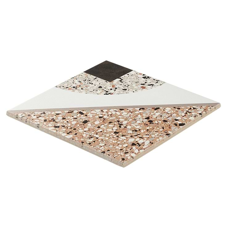 Chips Deco Terracotta Multicolor 8x8 Terrazzo Look Matte Porcelain Tile