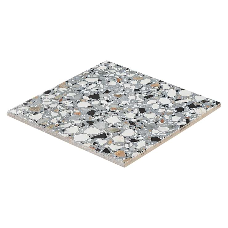 Chips Macro Azur Multicolor 8x8 Terrazzo Look Matte Porcelain Tile