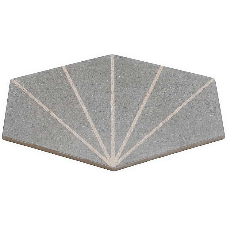 Pergola Beams Graphite 12.5" Hexagon Gray Matte Porcelain Tile