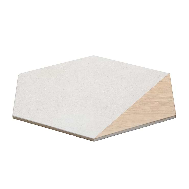 Pergola Wood White 12.5" Hexagon Matte Porcelain Tile