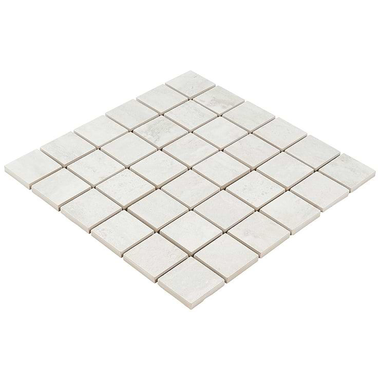 Basic Travertine Cotton White 2x2 Matte Porcelain Mosaic Tile